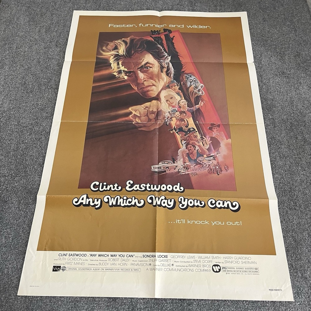 ANY WHICH WAY YOU CAN - Clint Eastwood Comedy- 1980 Original Movie poster 27x41"